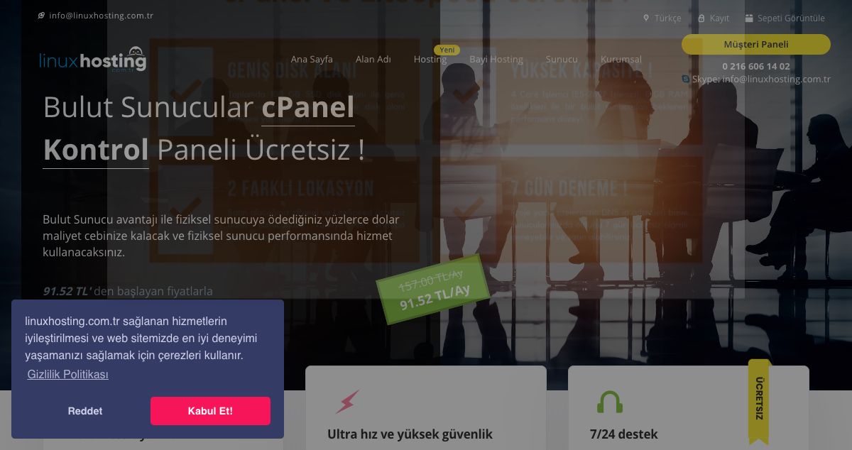 Homepage of Linux Hosting Türkiye hosting