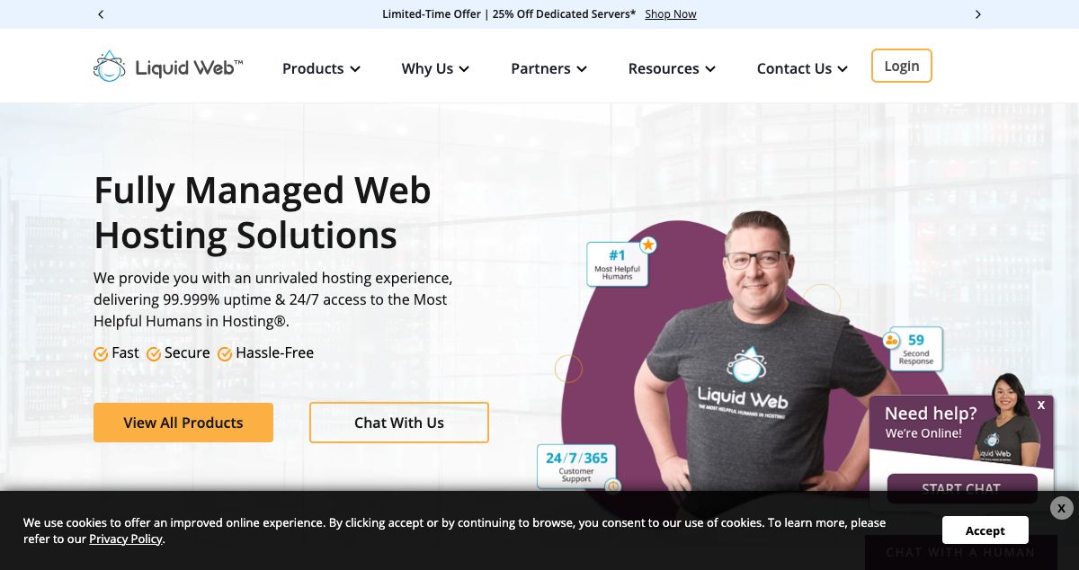 Homepage of Liquid Web hosting