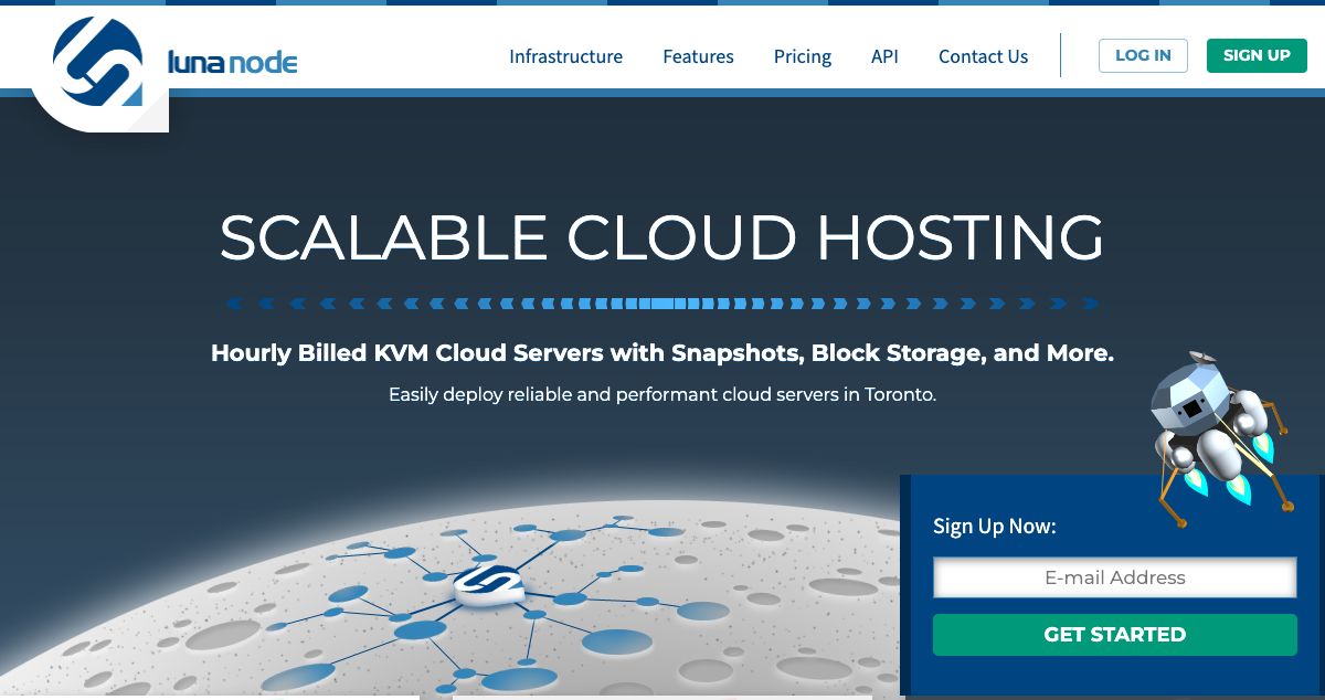 Homepage of LunaNode hosting