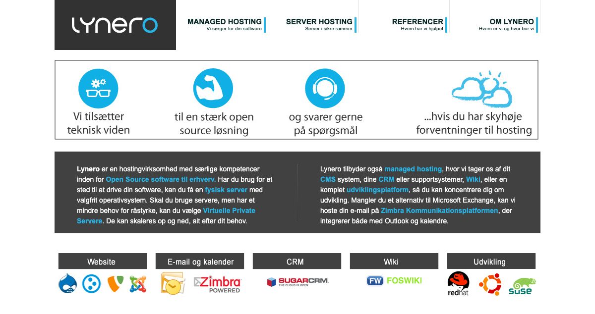 Homepage of Lynero hosting