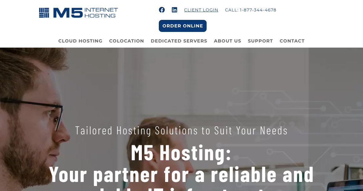 Homepage of M5 Hosting hosting