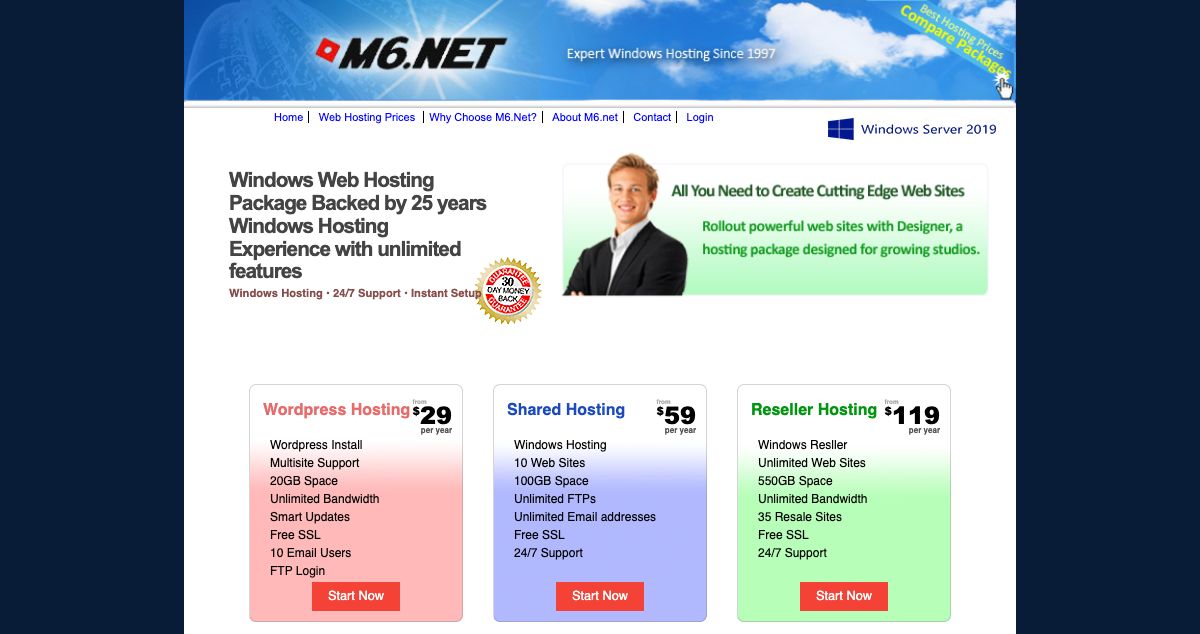 Homepage of M6.Net Windows Reseller Hosting hosting