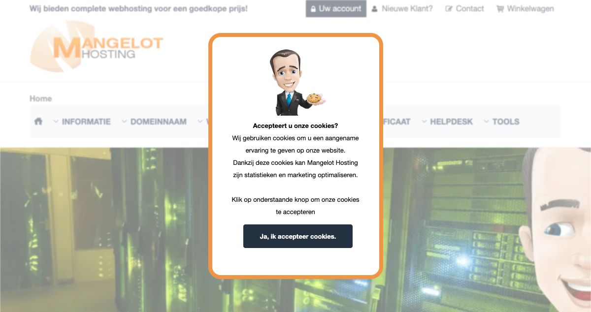 Homepage of Mangelot Hosting hosting