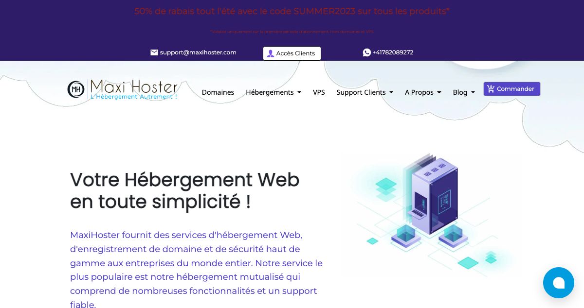 Homepage of MaxiHoster hosting