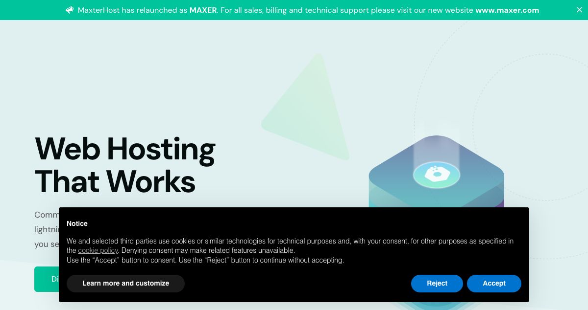 Homepage of MaxterHost hosting