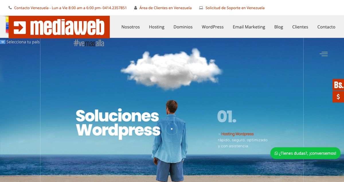 Homepage of MediaWeb hosting