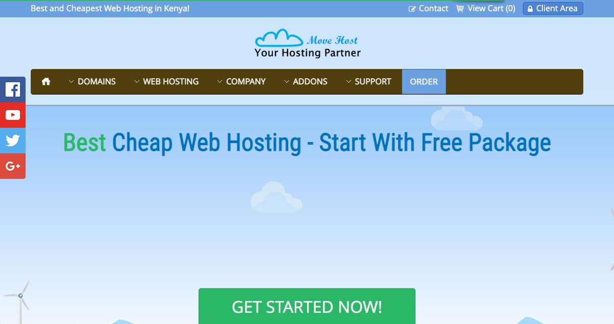 Homepage of Move Host hosting