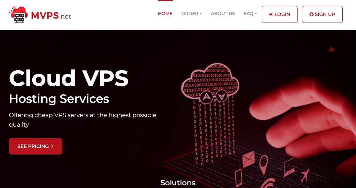 Homepage of MVPS LTD hosting