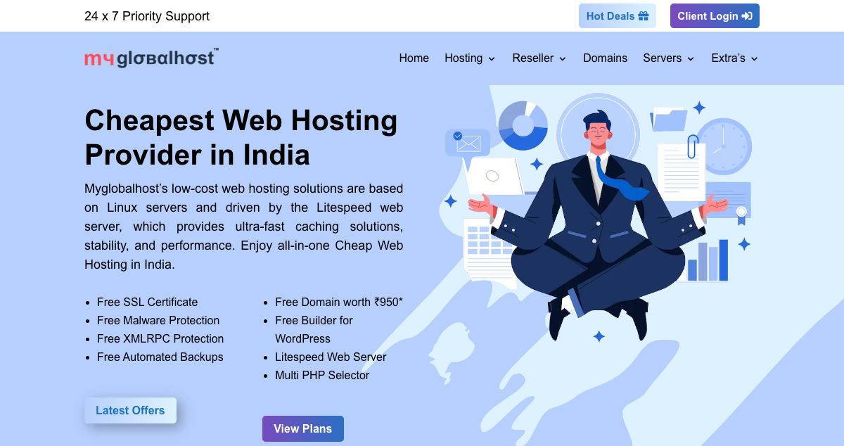 Homepage of myglobalHOST hosting