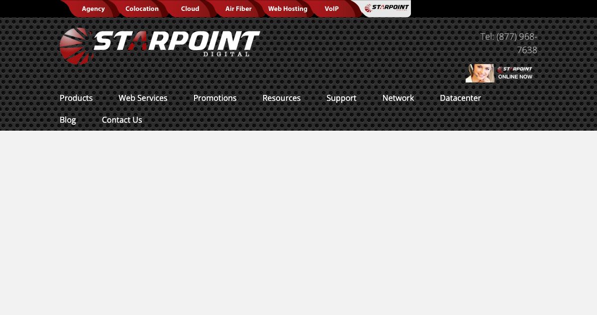 Homepage of Starpoint Digital hosting