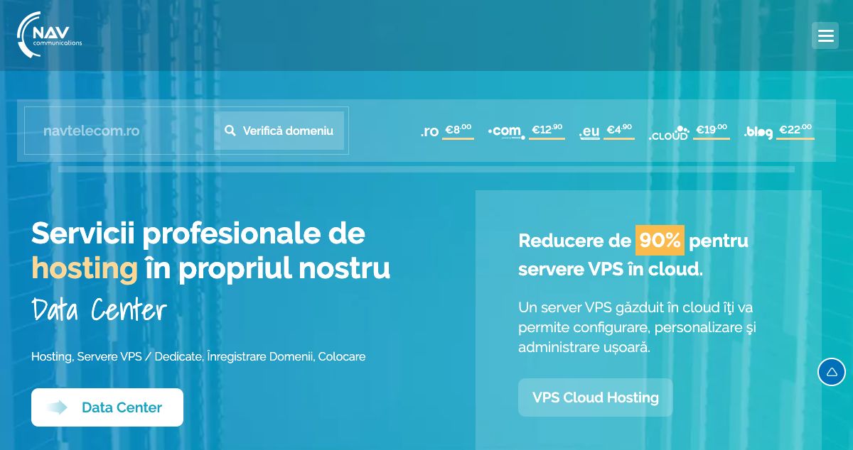 Homepage of NAV Communications hosting