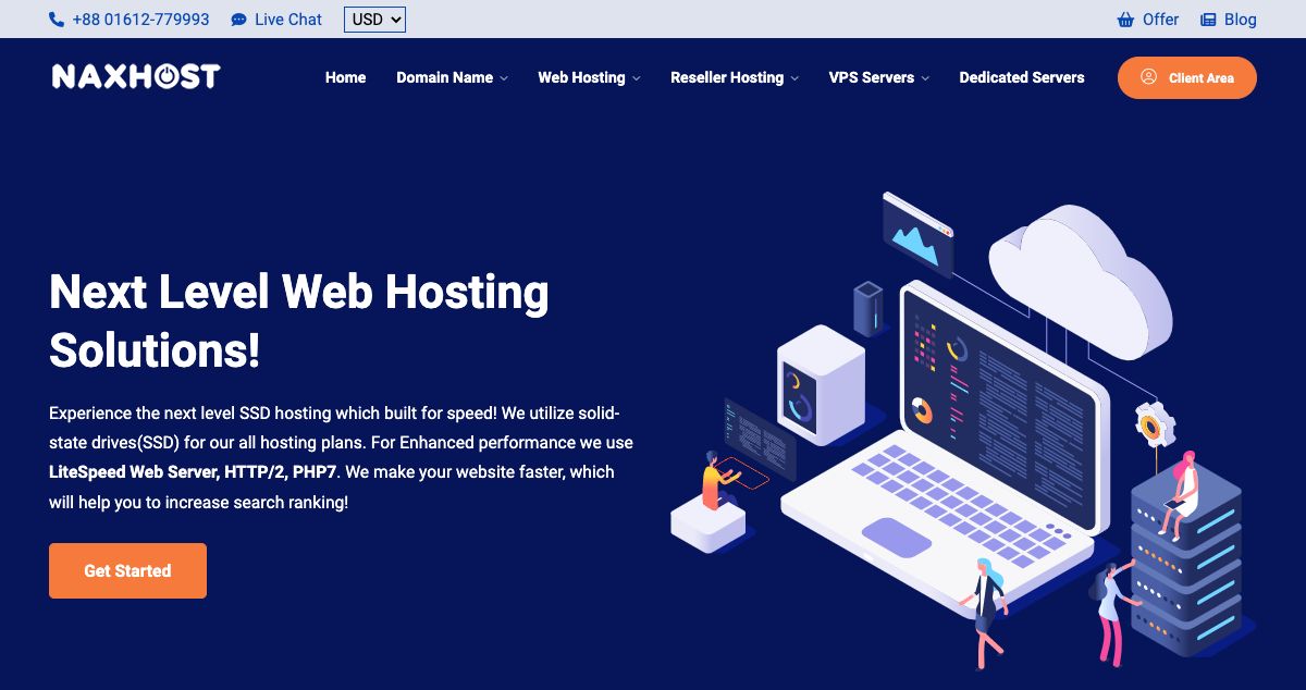 Homepage of NAXHOST hosting