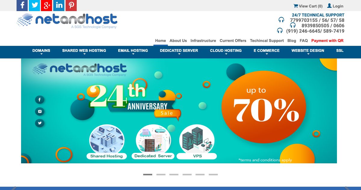 Homepage of Netandhost.com hosting