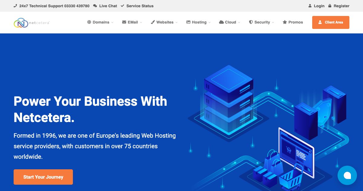 Homepage of Netcetera hosting