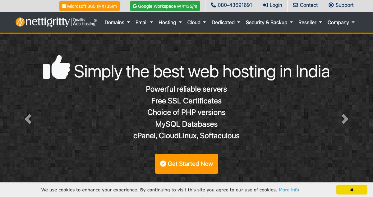 Homepage of Nettigritty hosting