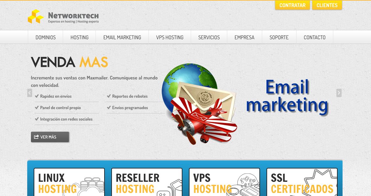 Homepage of Networktech hosting