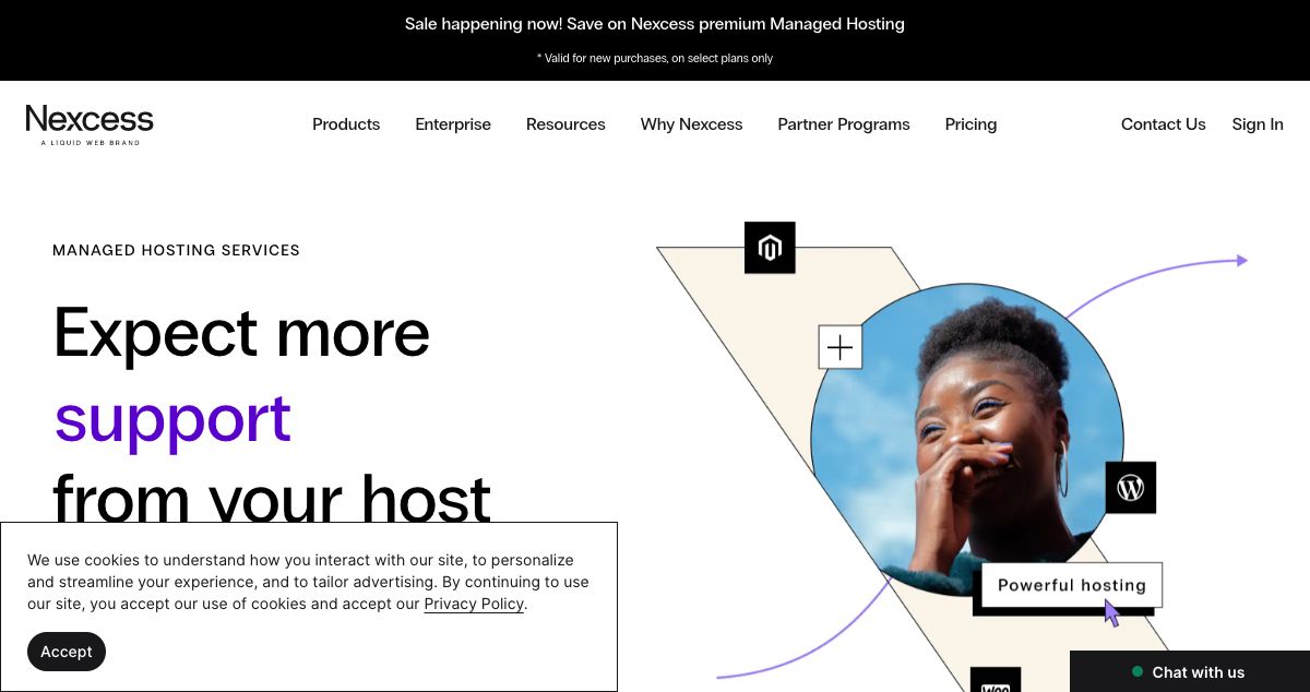 Homepage of Nexcess hosting