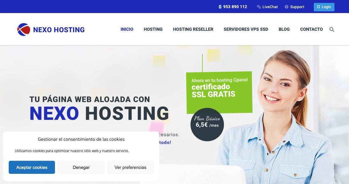 Homepage of Nexo Hosting hosting