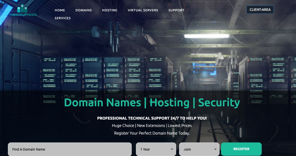 Homepage of NexxyHost hosting