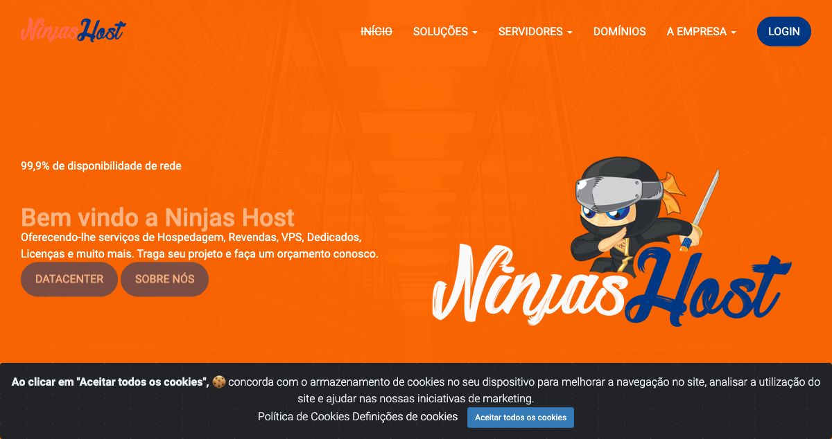 Homepage of Ninjas Host hosting