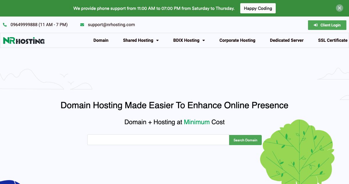 Homepage of NR Hosting Ltd hosting