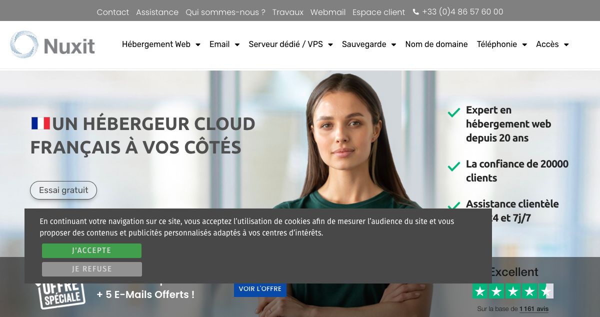 Homepage of Hébergeur NUXIT hosting