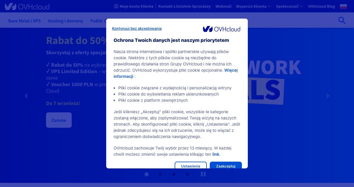 Homepage of OVH Polska hosting