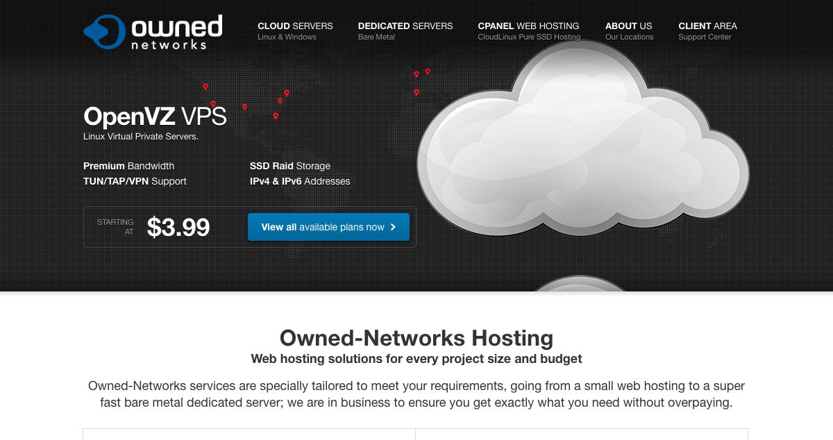 Homepage of Owned-Networks LLC hosting