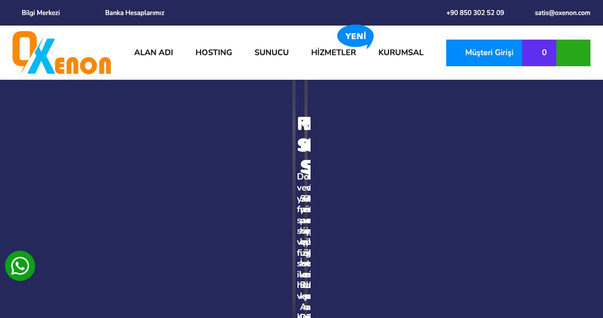 Homepage of Oxenon Hosting hosting