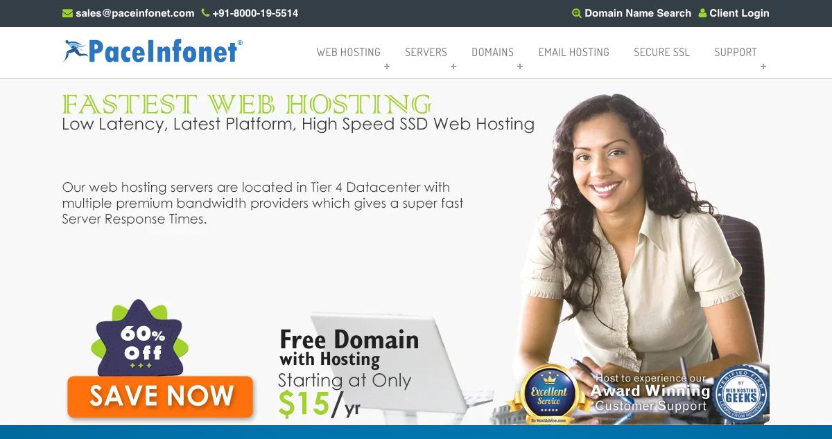 Homepage of PaceInfonet.com hosting