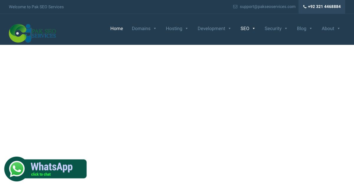 Homepage of Pak SEO Services hosting