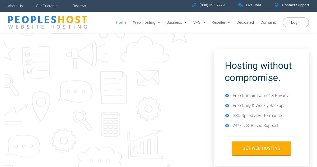 Homepage of PeoplesHost hosting