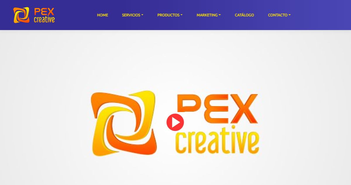 Homepage of Pex Creative hosting