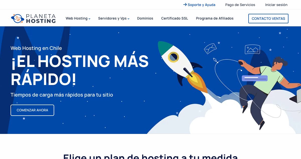 Homepage of Planeta Hosting hosting