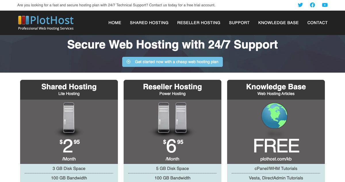 Homepage of PlotHost hosting