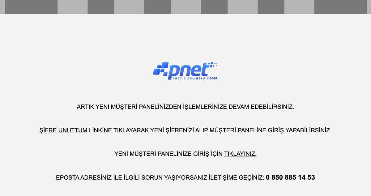 Homepage of Pnet hosting