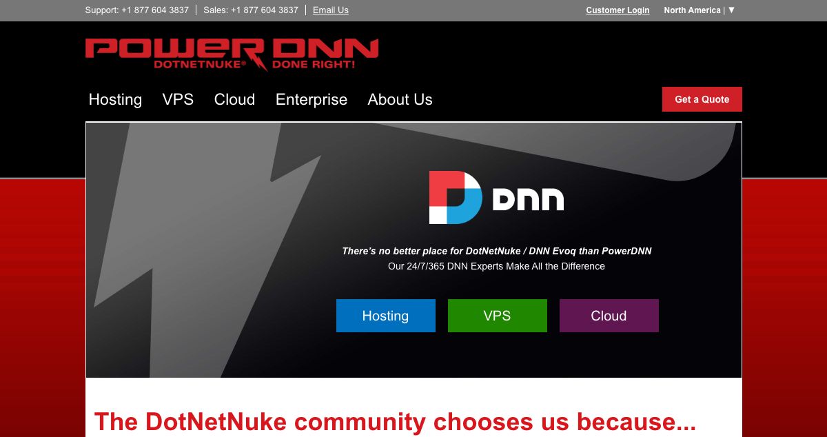 Homepage of Power DNN hosting