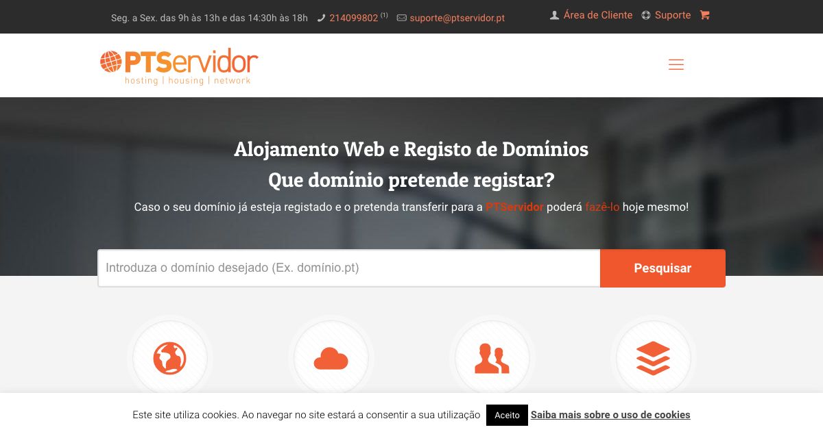 Homepage of PTServidor hosting