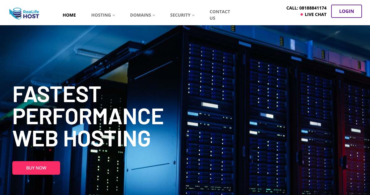 Homepage of RealifeHost hosting