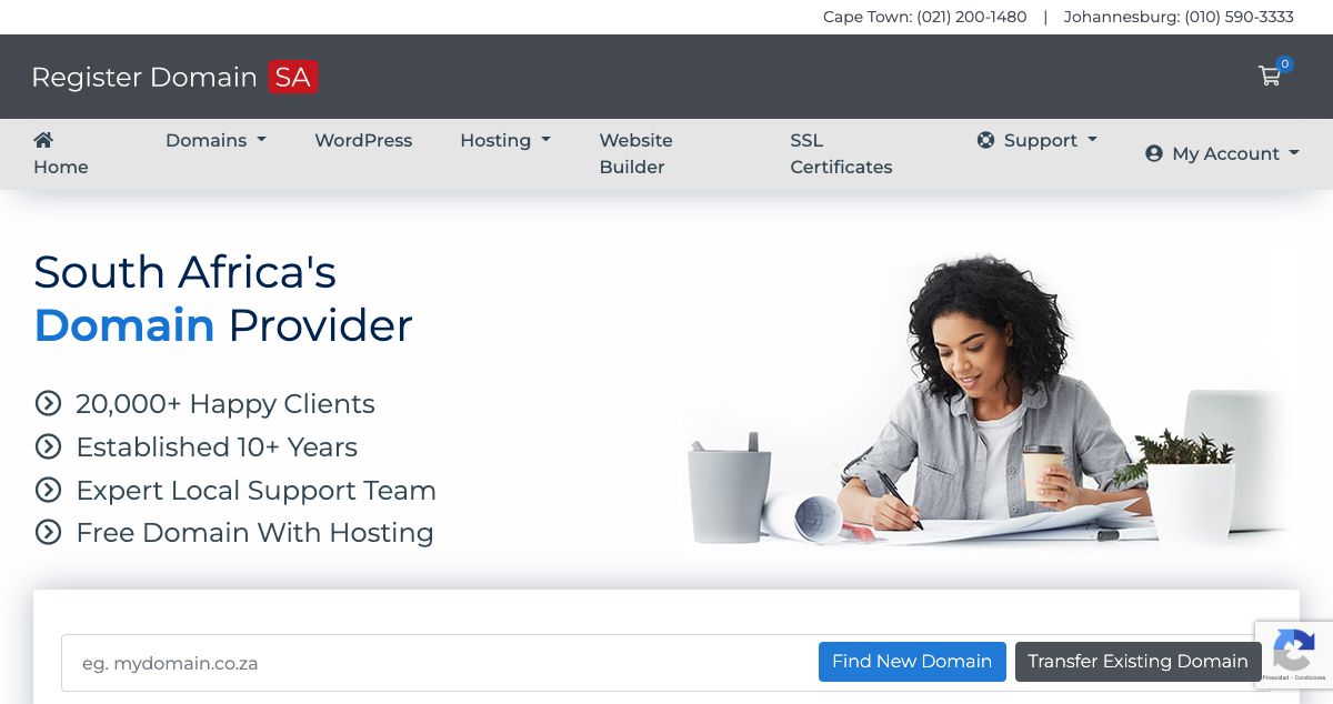 Homepage of Register Domain SA hosting