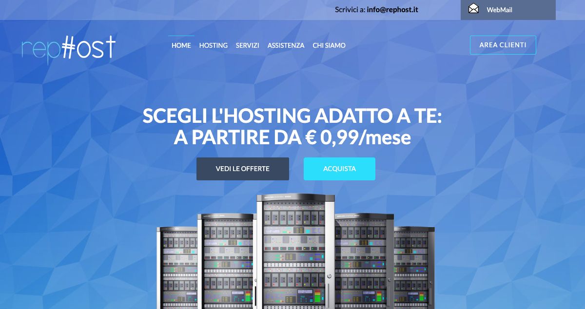 Homepage of RepHost hosting