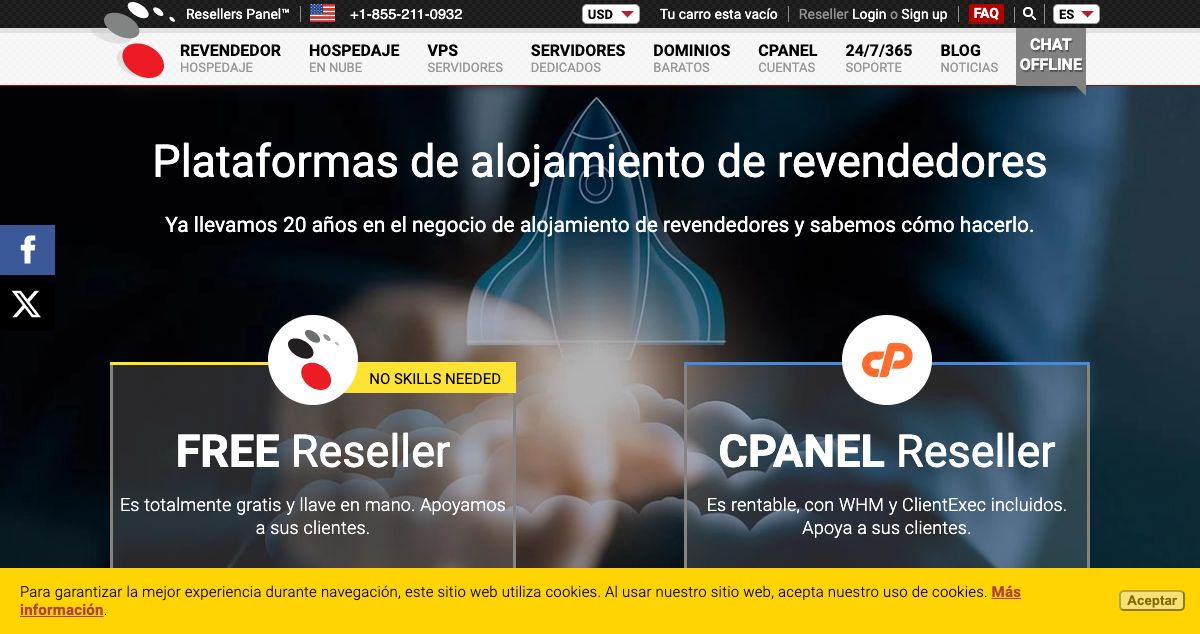 Homepage of ResellersPanel hosting