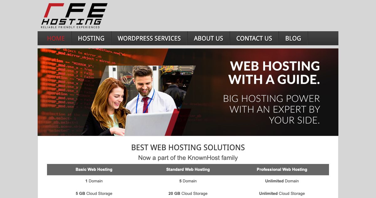 Homepage of RFE Hosting hosting