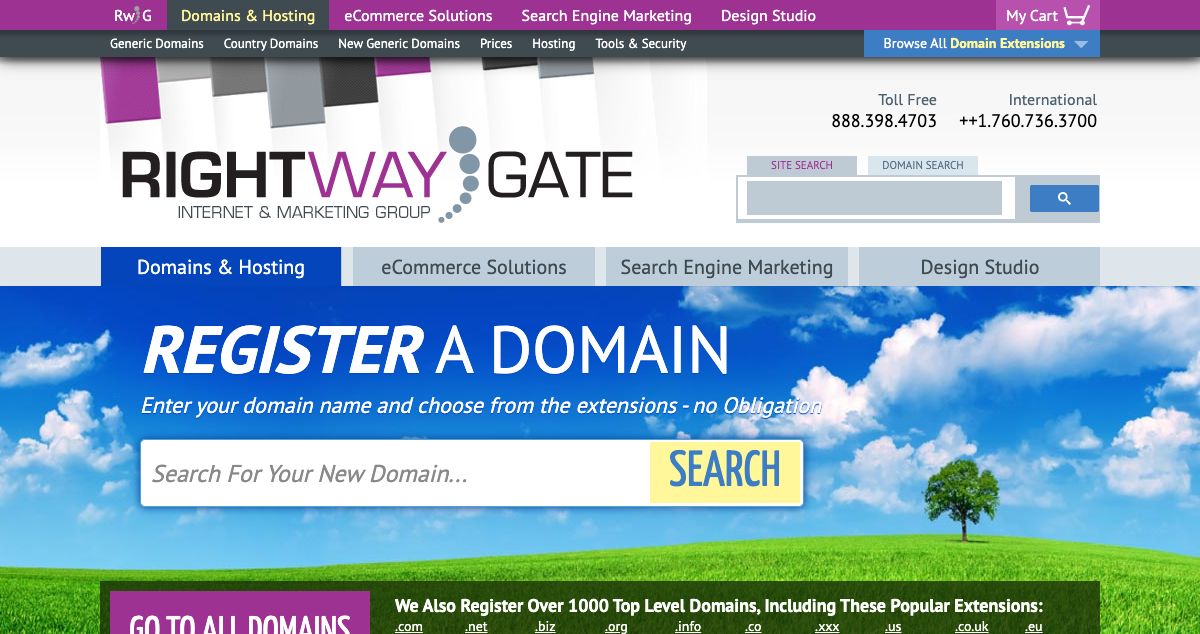 Homepage of RightWay Gate hosting