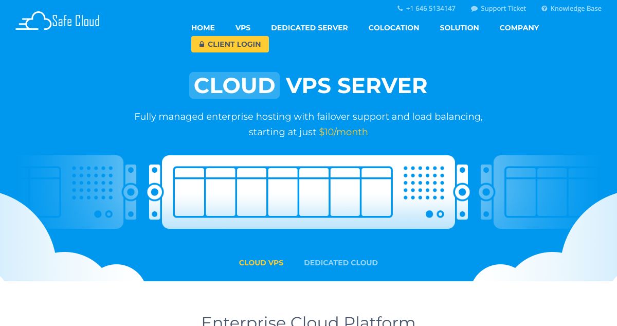 Homepage of Safe Cloud Online hosting