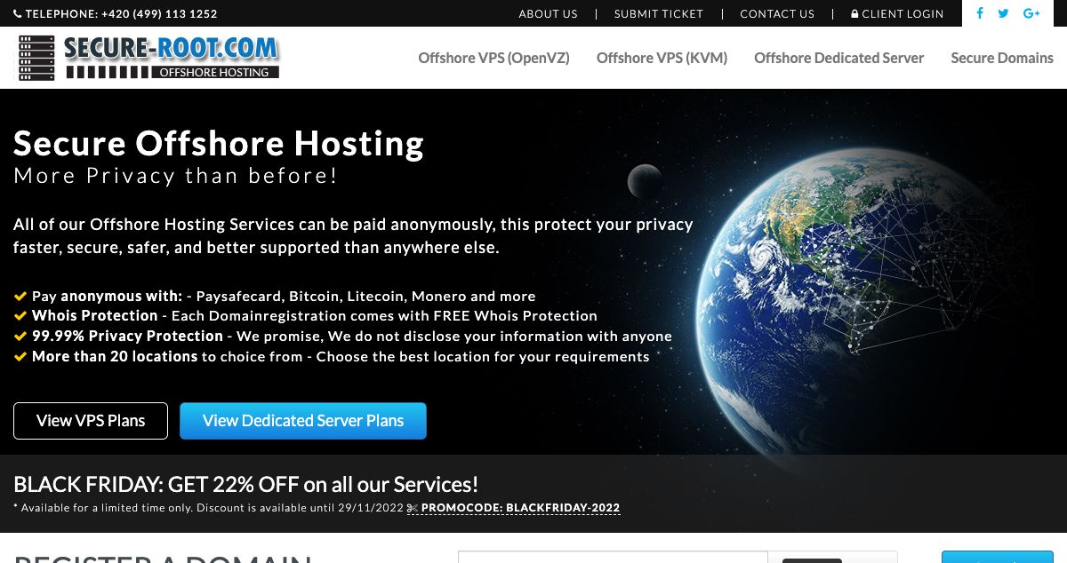 Homepage of Secure-Root.com hosting