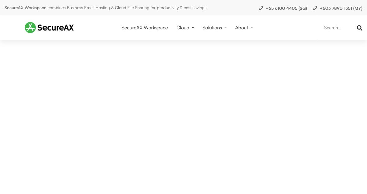 Homepage of SecureAX Pte Ltd hosting