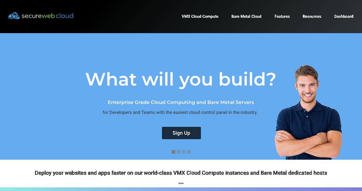 Homepage of Secure Web Cloud Hosting hosting