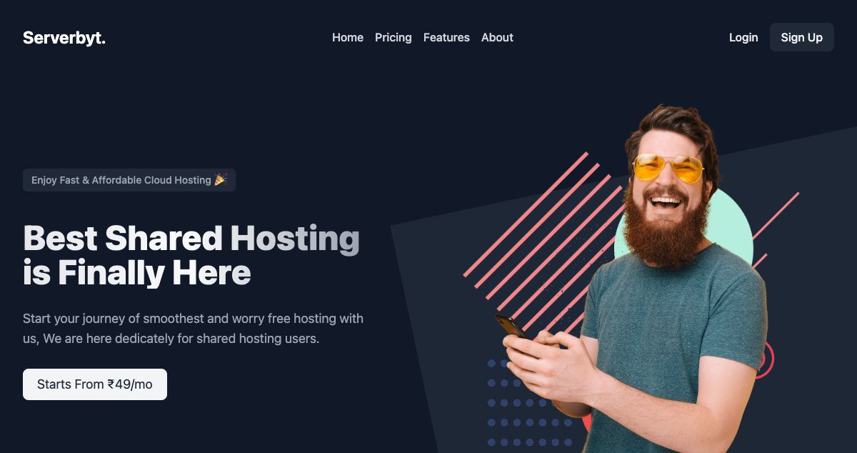 Homepage of Serverbyt hosting