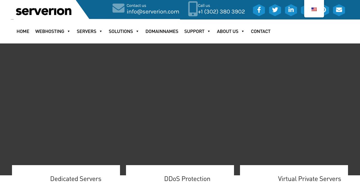 Homepage of Serverion hosting